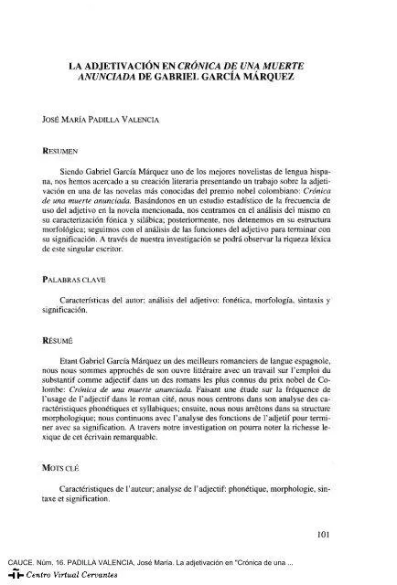 5 Caracteristicas Importantes de la Obra Cronica de una Muerte Anunciada de Gabriel Garcia Marquez photo 2